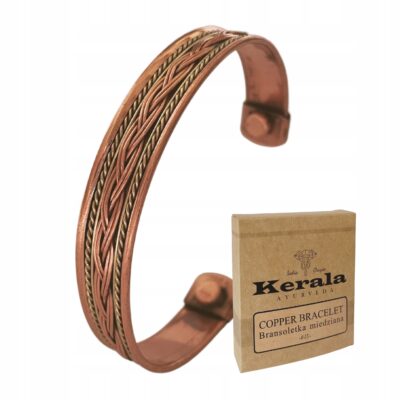 BRANSOLETKA MIEDZIANA DAMSKA MAGNETYCZNA PLECIONA