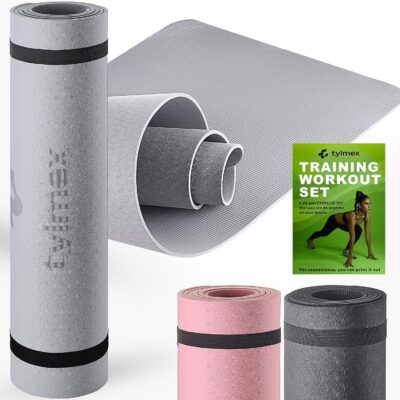 Tylmex Mata do jogi antypoślizgowa z paskiem do noszenia i trackerami