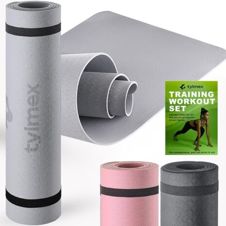 Tylmex Mata do jogi antypoślizgowa z paskiem do noszenia i trackerami.jpg Tylmex Mata do jogi antypoślizgowa z paskiem do noszenia i trackerami