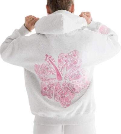 Damska bluza z kapturem, różowa, oversize