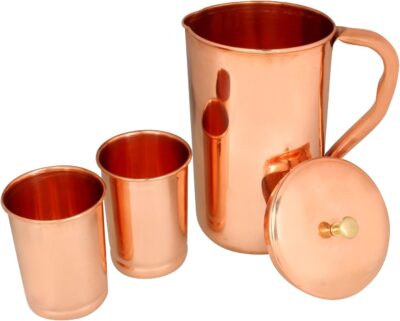 Dzbanek z czystej miedzi z 2 miedzianymi kubkami - Ayurveda Healing