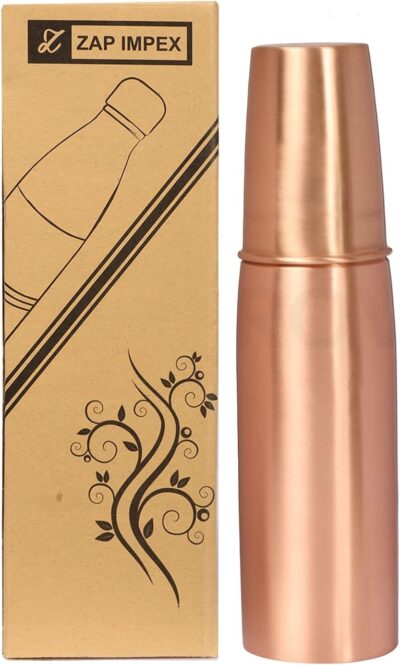 100% czysta miedź - butelka na wodę z kubkiem