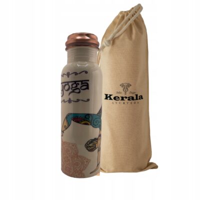 Miedziana butelka na wodę antybakteryjna Yoga Premium certyfikat 750 ml