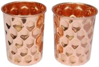 BRACOP® Miedziana butelka dozownik wody Butelka do picia Dzbanek z czystej miedzi Zestaw 3 kubków do picia Naczynia serwowania Miedziany kubek kubków Szklany kubek Ajurwedyjski Moscow Mule napojów - obrazek 5