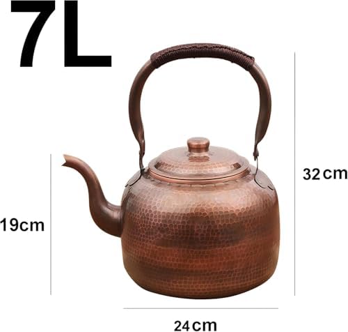 Ręcznie robiony czajniczek z litej miedzi 3 l – gruby młotkowany czajnik na gaz – dzbanek do herbaty z czystej miedzi – elegancki niezbędnik kuchenny dla miłośników herbaty - obrazek 2