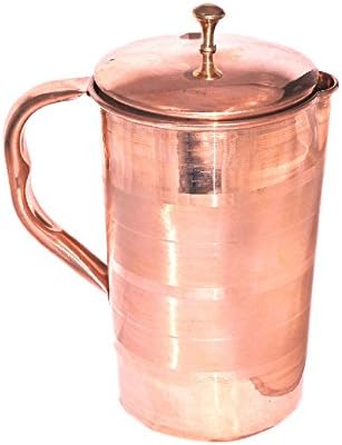 Rastogi Handicrafts Dzbanek na wodę z czystej miedzi | miedziany dzbanek do (wzór z miedzianą linią)