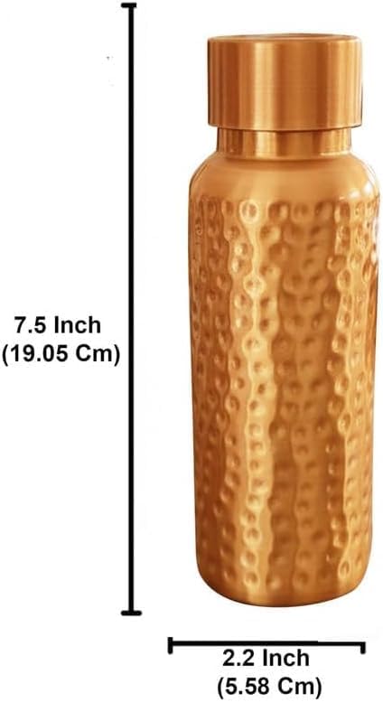 Mała Miedziana Butelka Na Wodę 17 Uncji/500 Ml Młotkowana Szczelna Butelka Ajurwedyjska Do Uprawiania Sportu I Jogi - obrazek 2