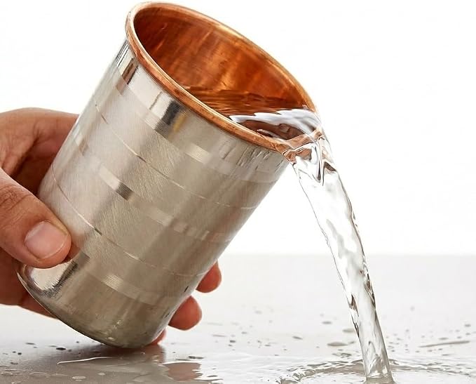 BRACOP® Miedziana karafka dzbanek na wodę kubek 100% solidny pojemnik na wodę szklanka do ajurwedy kubek na wodę naczynie do serwowania szkło z pokrywką Moscow Mule kubek naczynia do picia zestaw - obrazek 5