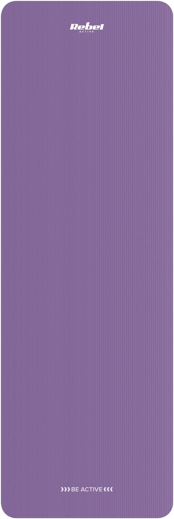 Rebel Mata Gimnastyczna do Ćwiczeń Joga Pilates Fitness 183x61cm Grubość 1cm Materiał NBR Fioletowa RBA-3150-PU - obrazek 2