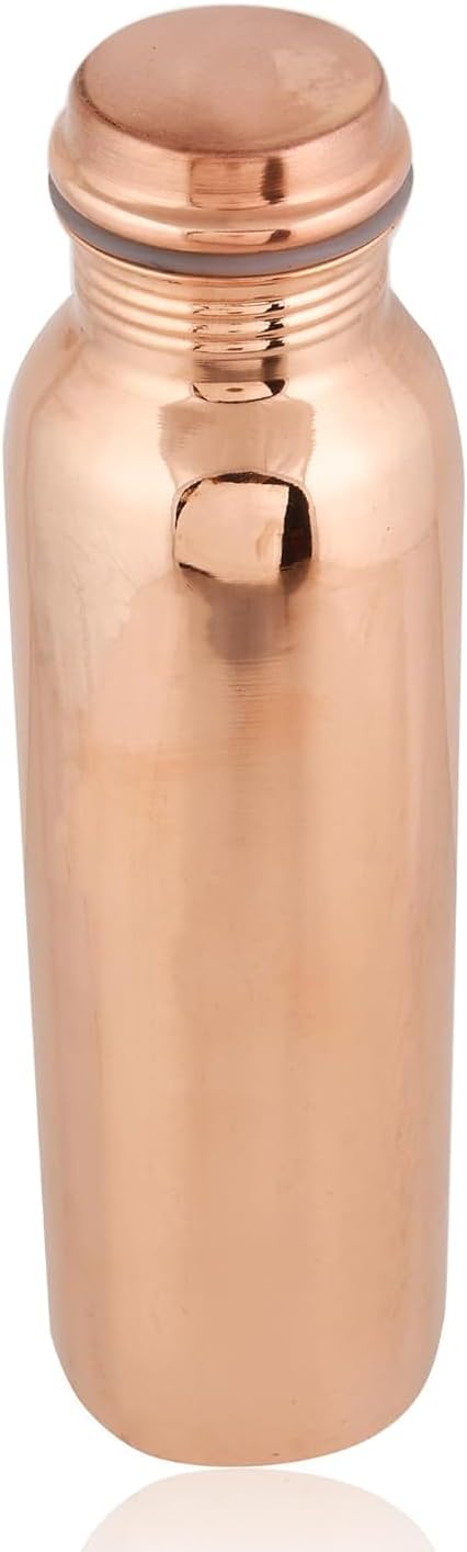 Butelka na wodę z czystej miedzi z 2 szklankami (butelka 900 ml + 2 szklanki 300 ml, zestaw 3 sztuk, jednokolorowa) - obrazek 7