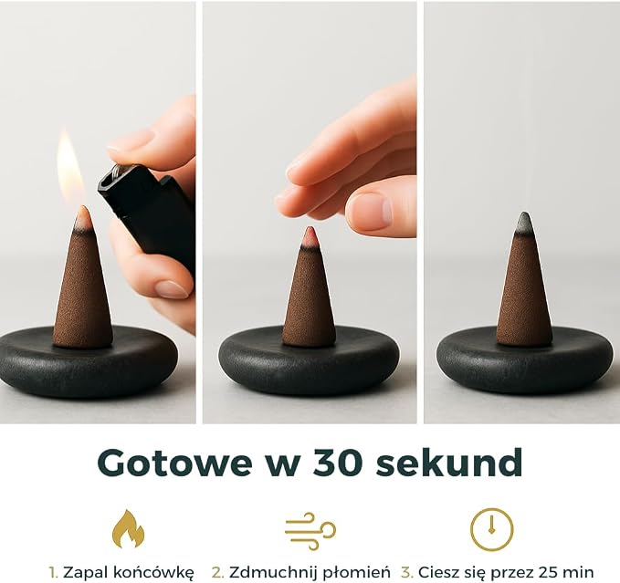 Fumino® Zapach Kokosa – świeże kadzidełka stożkowe, 15 sztuk w opakowaniu, Masala Agarbatti Joss, zapach do relaksu i medytacji, dekoracja domu - obrazek 7