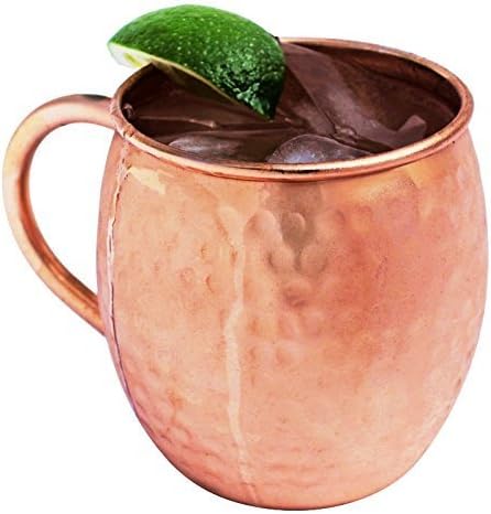 Zap Impex Moscow Mule Kubek z czystej miedzi, bez powłoki, młotkowana miedź, idealny do wszystkich schłodzonych napojów, oślepiająca rozrywka i do baru lub domu, duży bar zestaw prezentowy 4 szt - obrazek 5
