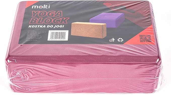 molti Blok do jogi z naturalnego korka i pianki, 23 x 15 x 7,5 cm, bloki do jogi, asan, stretchingu, medytacji, pilatesu, fitnessu, balansowania (pianka, fioletowy) - obrazek 6