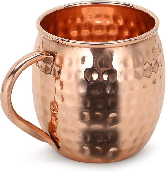 Zap Impex Moscow Mule Kubek z czystej miedzi, bez powłoki, młotkowana miedź, idealny do wszystkich schłodzonych napojów, oślepiająca rozrywka i do baru lub domu, duży bar zestaw prezentowy 4 szt - obrazek 7