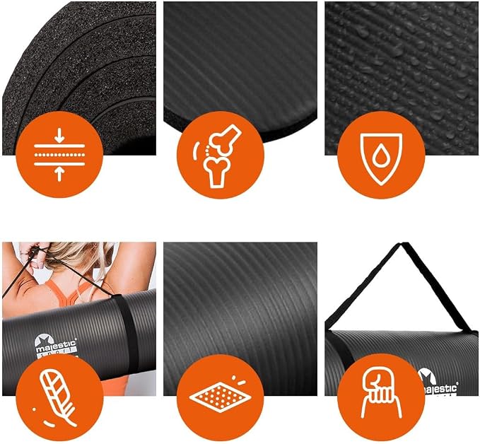 Estera NBR Mata treningowa – Komfortowa i trwała mata sportowa 183x61x1,5 cm, antypoślizgowa, wodoszczelna i przenośna – Idealna do jogi, pilatesu, fitnessu i rehabilitacji - obrazek 5