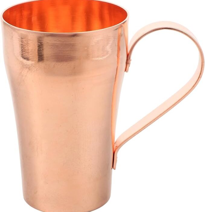 OSALADI Kubek z kutej miedzi: 400 ml/13,5 uncji, kubek Moscow Mule do ajurwedy – rustykalne miedziane naczynia do zimnych napojów, piwa, wina, barów i na imprezy