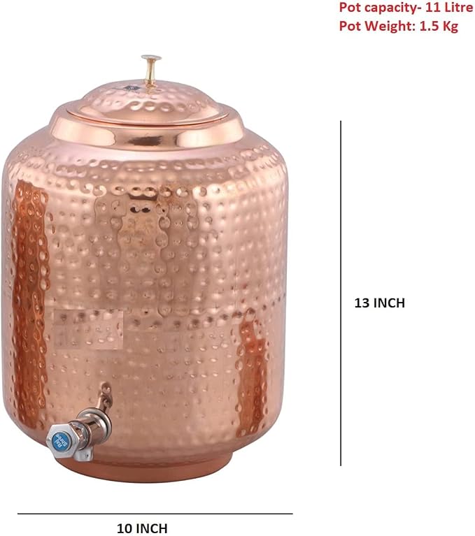 11-litrowy dozownik wody z młotkowanej miedzi Matka zbiornik garnek pojemnik do przechowywania wody, pojemność - 11000 ml - obrazek 2