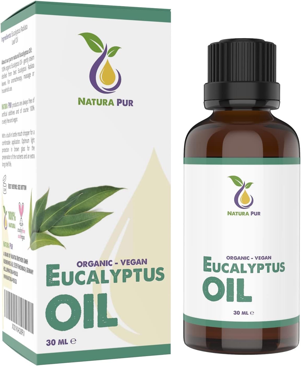 Olejek Eukaliptusowy BIO 30ml - 100% naturalny olejek eteryczny, wegański - Eucalyptus Oil (Eucalyptus Radiata Leaf Oil) do aromaterapii, dyfuzora, olejku zapachowego, olejku aromatycznego - obrazek 2