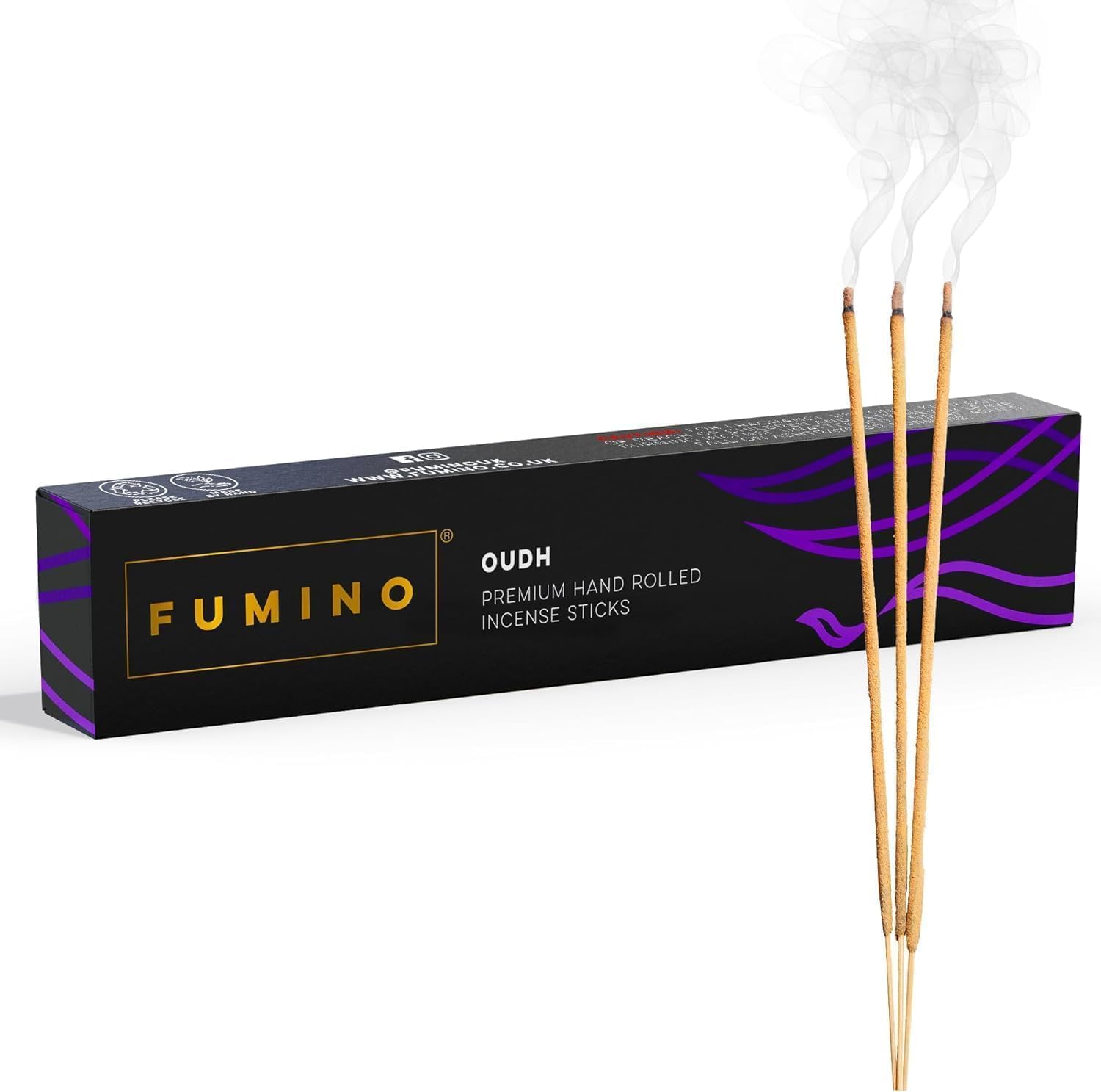 Fumino® Zapach Oudh – świeże, ręcznie wykonane kadzidełka patyczkowe, 14 sztuk w opakowaniu (15 g), Masala Agarbatti Joss, zapach do relaksu i medytacji, dekoracja domu | Fumino Masala Agarbatti Joss Sticks, nietoksyczne certyfikowane, medytacja, relaks, zapach domu, naturalny, ręcznie zwijany - obrazek 2