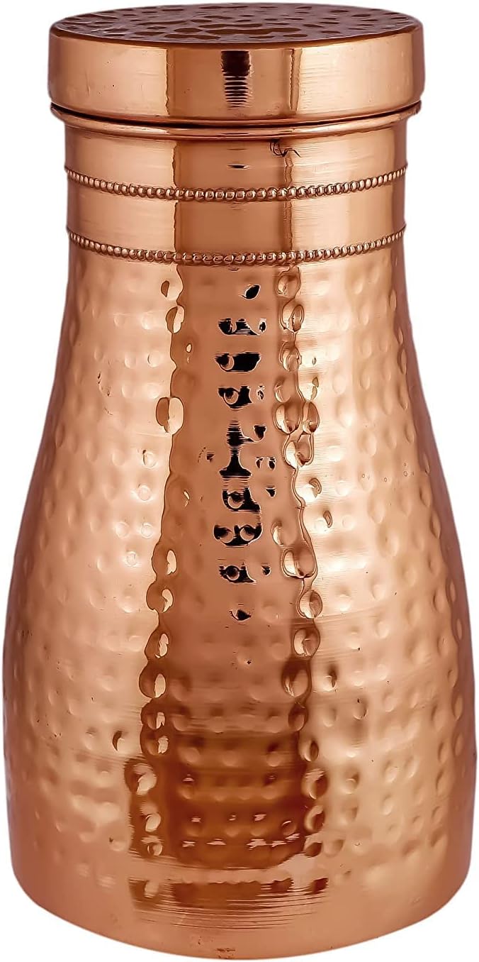 Designerska butelka na wodę z kubkiem i pokrywką, kuta powierzchnia, 950 ml, dzbanek, szklanka do sypialni, karafka na stolik nocny - obrazek 4