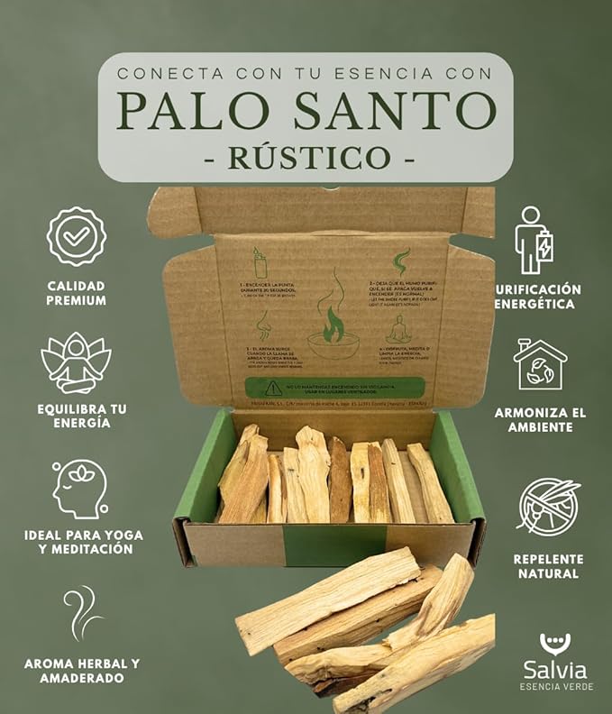 SALVIA Palo Santo naturalne drewno rustykalne, 50 g (5-7 pałeczek) | drewno wędzarnicze do energetycznego czyszczenia domu | oryginalne drewno z Peru | naturalne - obrazek 2