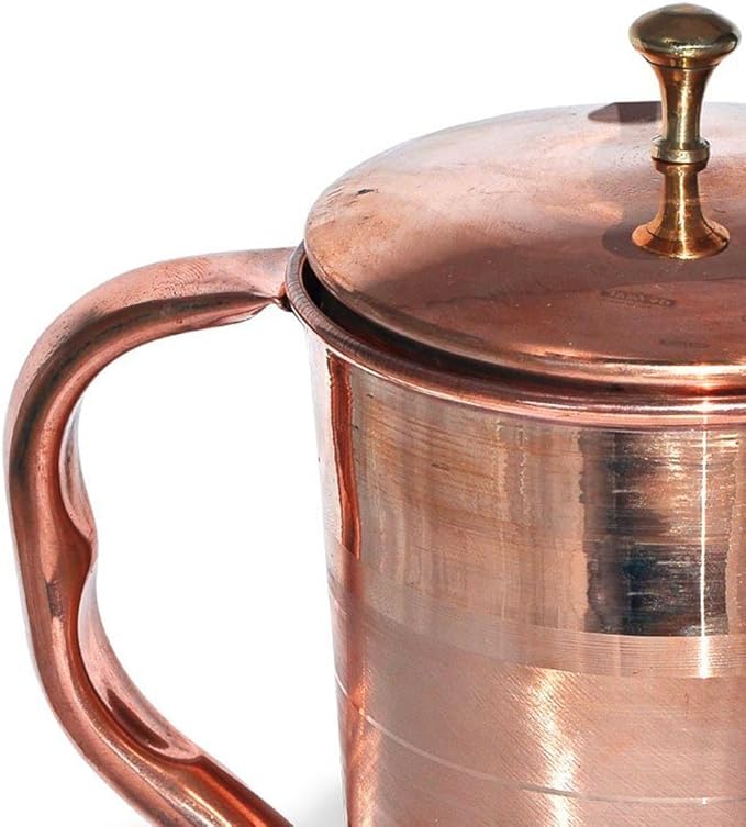 Rastogi Handicrafts Dzbanek na wodę z czystej miedzi | miedziany dzbanek do (wzór z miedzianą linią) - obrazek 3