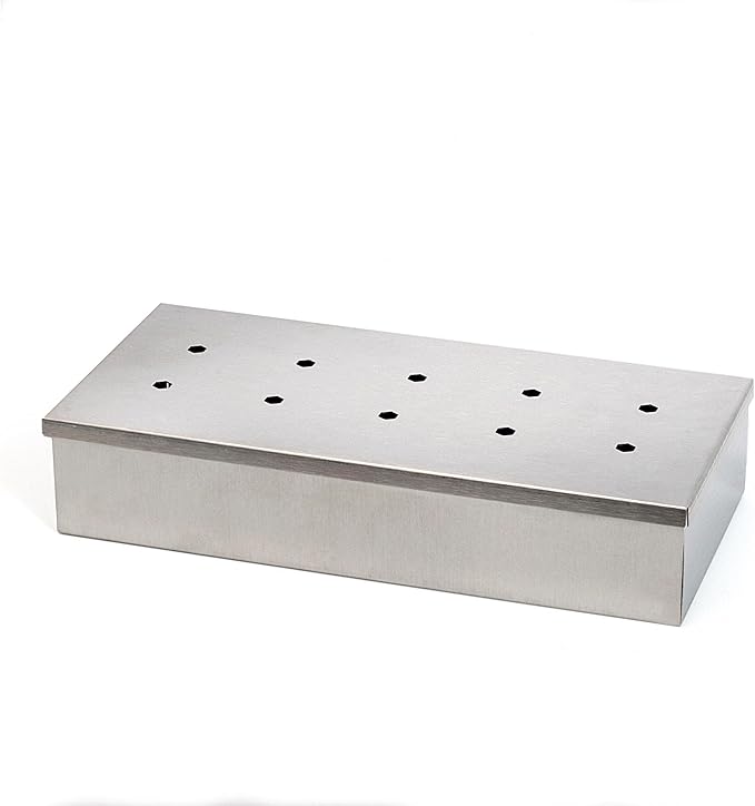 Wenco Pudełko wędzarnicze klasy premium, 20 x 9,5 x 4 cm, stal nierdzewna, odporne na wysokie temperatury, do grilla gazowego i węglowego, kolor srebrny - obrazek 5