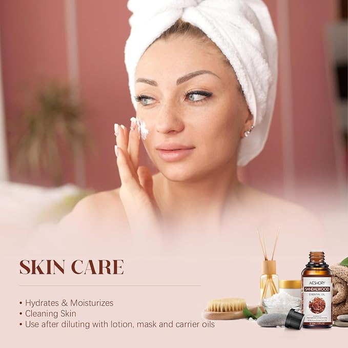 Aeshory Olejek Eteryczny Z Drzewa Sandałowego 50 ml, 100% Czysty, Naturalny Olejek Sandałowy, Idealny Do Dyfuzora, Nawilżacza Powietrza, Aromaterapii, Relaksu, Pielęgnacji Skóry, Perfum I Wyrobu Świec - obrazek 5