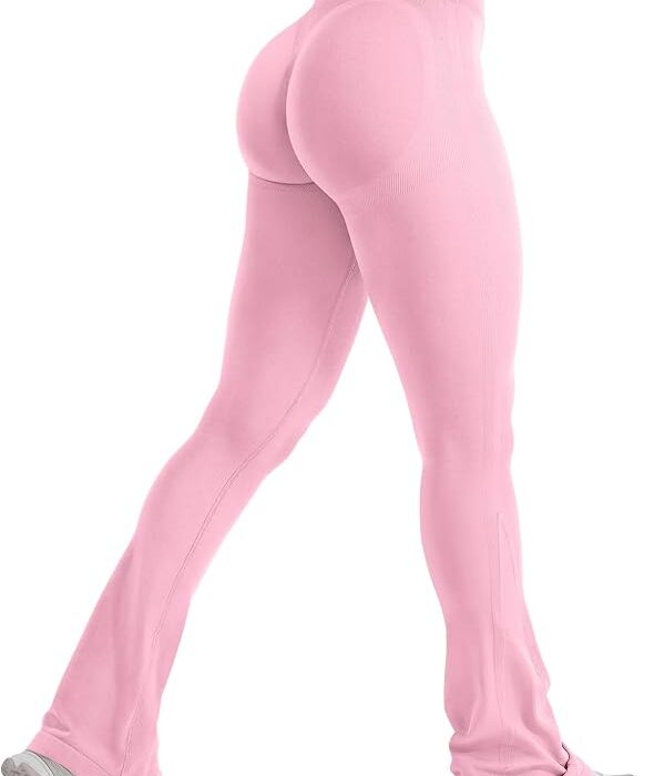 ZAAYO Flared Invisible Scrunch Legginsy damskie damskie spodnie push-up sportowe legginsy z wysokim stanem Bootcut Gym Yoga Training legginsy