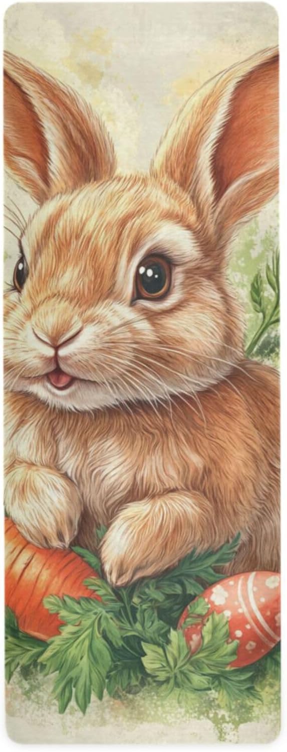 Carrot Bunny Rabbit Happy Easter mata do jogi ręcznik do ćwiczeń podłogowych z nadrukiem, antypoślizgowy, ręcznik do jogi mata z torbą tapete para ejercicio 180 x 66 cm