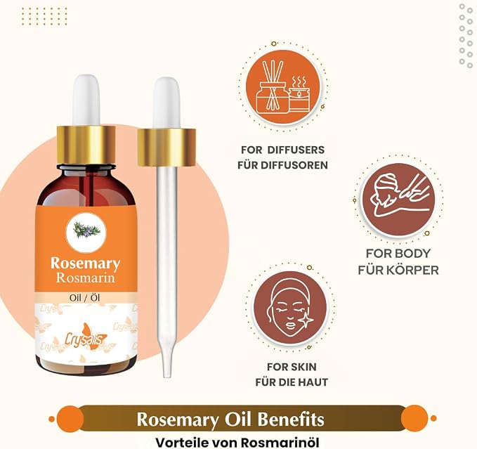 Olejek z rozmarynu Crysalis (Rosmarinus officinalis L.) – 1,01 Fl Oz (30 ml) - obrazek 4