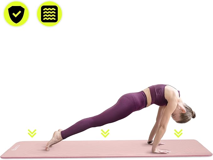 HyperMotion Mata do Ćwiczeń Fitness i Jogi NBR 183x61x1,5 cm Różowa, Antypoślizgowa 15 mm, z Paskiem do Ćwiczeń i Przenoszenia, Gruba Mata do Jogi, Pilates i Stretchingu - obrazek 6