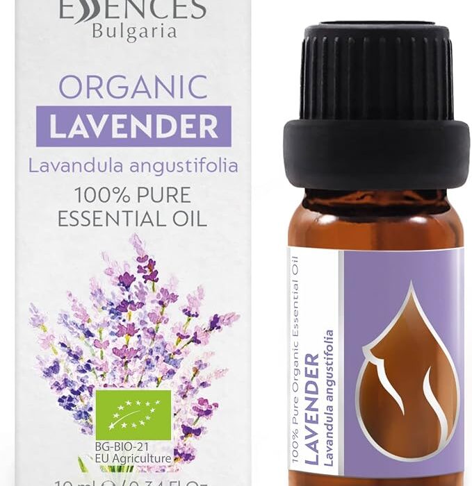 Essences Bułgaria Organiczny Olejek Eteryczny z Lawendy 10ml | Lavandula angustifolia | 100% Czysty i Naturalny | Nierozcieńczony | Klasa terapeutyczna | Destylowany z parą wodną | Bez GMO