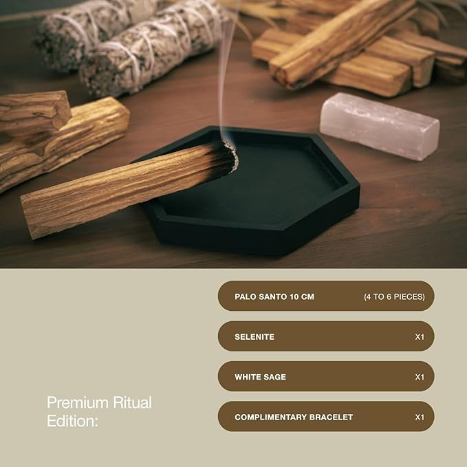 Zestaw do oczyszczania energetycznego: 4 Palo Santo, 1 biała szałwia, bransoletka jako prezent + selenit (cyfrowa zawartość QR) – naturalne i idealne do medytacji, jogi, rytuałów duchowych - obrazek 4