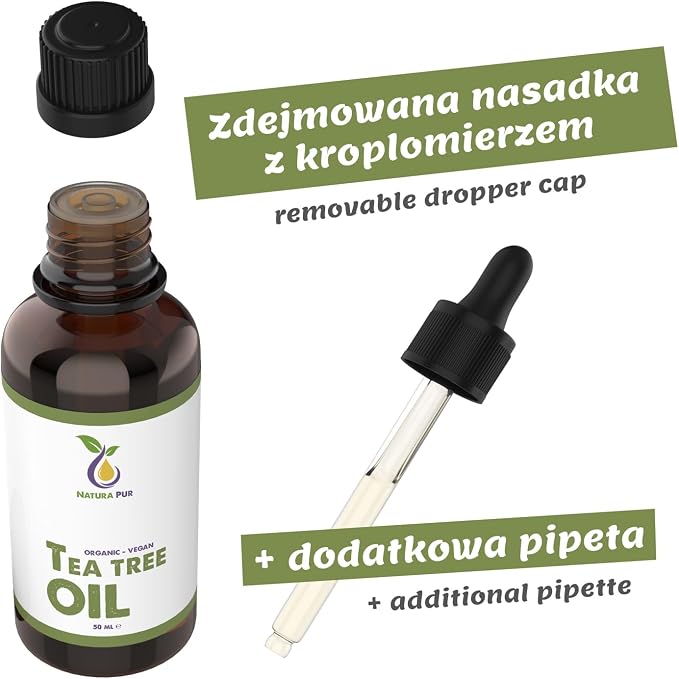 Olejek z Drzewa Herbacianego 50ml z pipetą - 100% organiczny olejek eteryczny z Australii, wegański - Olejek do dyfuzora - obrazek 2