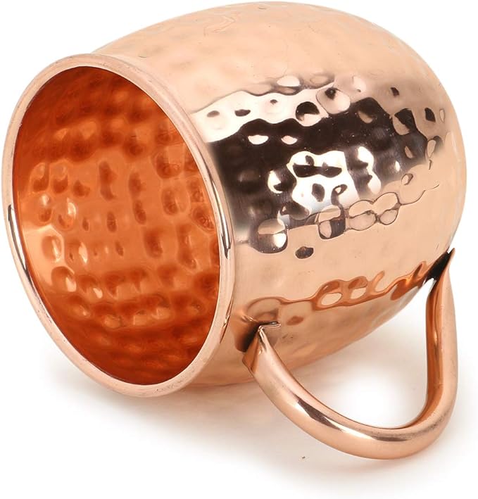 Zap Impex Moscow Mule Kubek z czystej miedzi, bez powłoki, młotkowana miedź, idealny do wszystkich schłodzonych napojów, oślepiająca rozrywka i do baru lub domu, duży bar zestaw prezentowy 4 szt - obrazek 6