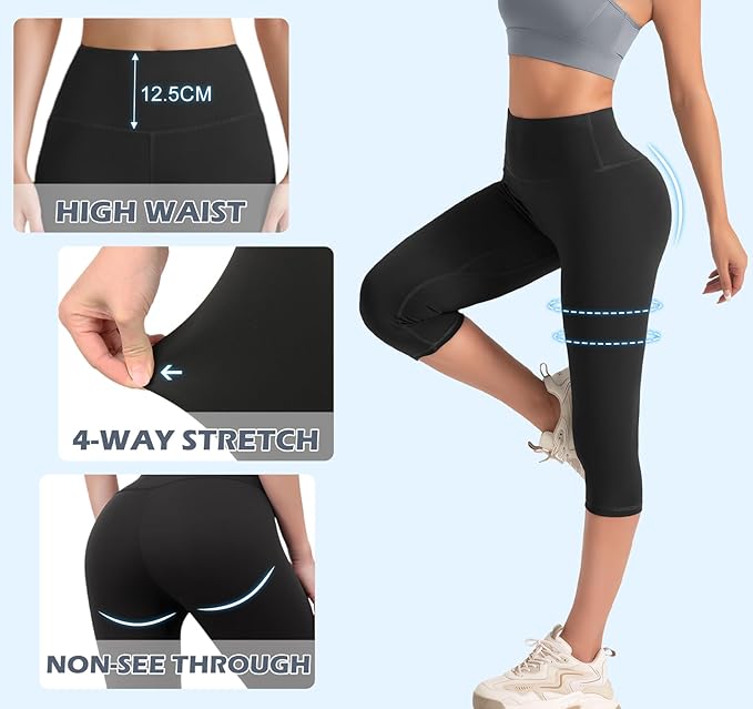 Damskie legginsy Push Up 3/4 Pirackie legginsy damskie fitness z wysokim stanem elastyczne spodnie sportowe Capri do biegania jogi pilates trening rozciągliwe - obrazek 5