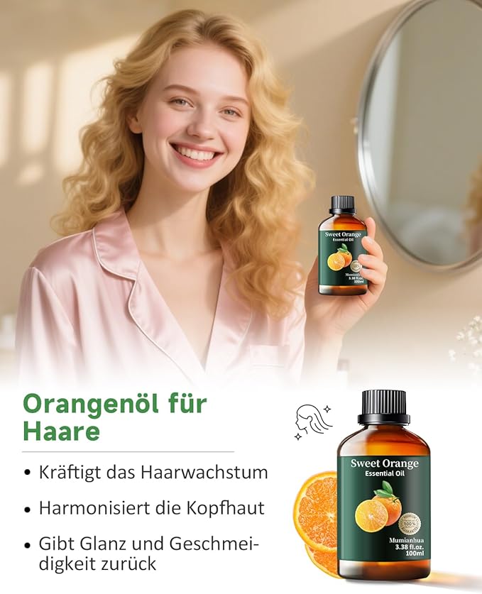 Olejek pomarańczowy 100 ml, 100% naturalny olejek eteryczny pomarańczowy, słodki olejek pomarańczowy do dyfuzora, aromaterapii, lampki zapachowej, środek do czyszczenia zapachu pomarańczy, olejki - obrazek 5
