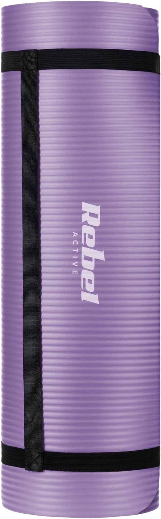 Rebel Mata Gimnastyczna do Ćwiczeń Joga Pilates Fitness 183x61cm Grubość 1cm Materiał NBR Fioletowa RBA-3150-PU - obrazek 3