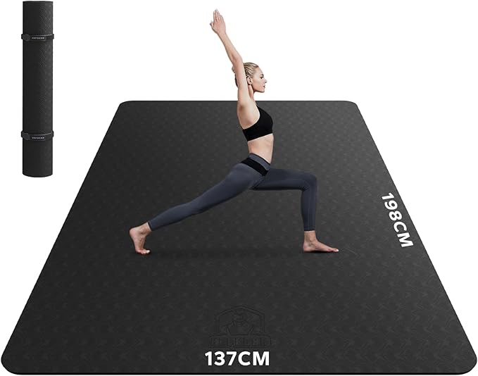 HAPBEAR Mata Do Jogi-183cmx116cm/198cmx137cm/183cm x122cmx6mm,183cmx122cmx8mm Grubość Bardzo Duża Szeroka Mata Do Jogi,Fitness Antypoślizgowa,Trwała, Gimnastyczna Do Siłowni, Domu
