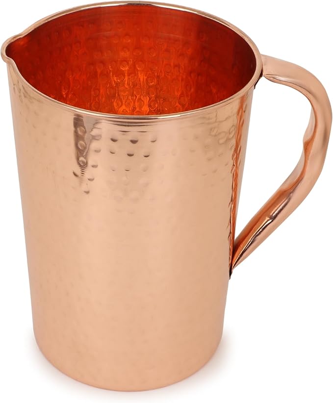 Zap Impex Dzbanek z młotkiem z czystej miedzi z pokrywką, dla zdrowia i miedzi, 1600 ml - obrazek 7