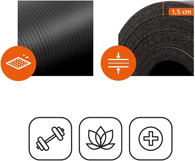 Estera NBR Mata treningowa – Komfortowa i trwała mata sportowa 183x61x1,5 cm, antypoślizgowa, wodoszczelna i przenośna – Idealna do jogi, pilatesu, fitnessu i rehabilitacji - obrazek 7