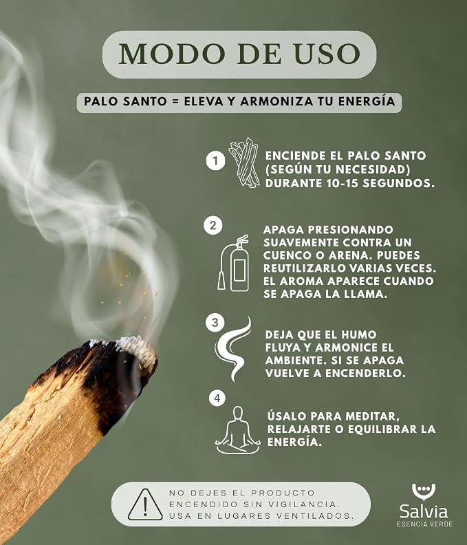 SALVIA Palo Santo naturalne drewno rustykalne, 50 g (5-7 pałeczek) | drewno wędzarnicze do energetycznego czyszczenia domu | oryginalne drewno z Peru | naturalne - obrazek 4