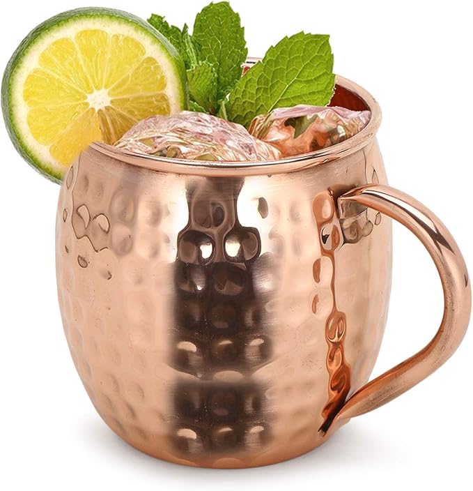 Zap Impex Moscow Mule Kubek z czystej miedzi, bez powłoki, młotkowana miedź, idealny do wszystkich schłodzonych napojów, oślepiająca rozrywka i do baru lub domu, duży bar zestaw prezentowy 4 szt - obrazek 3