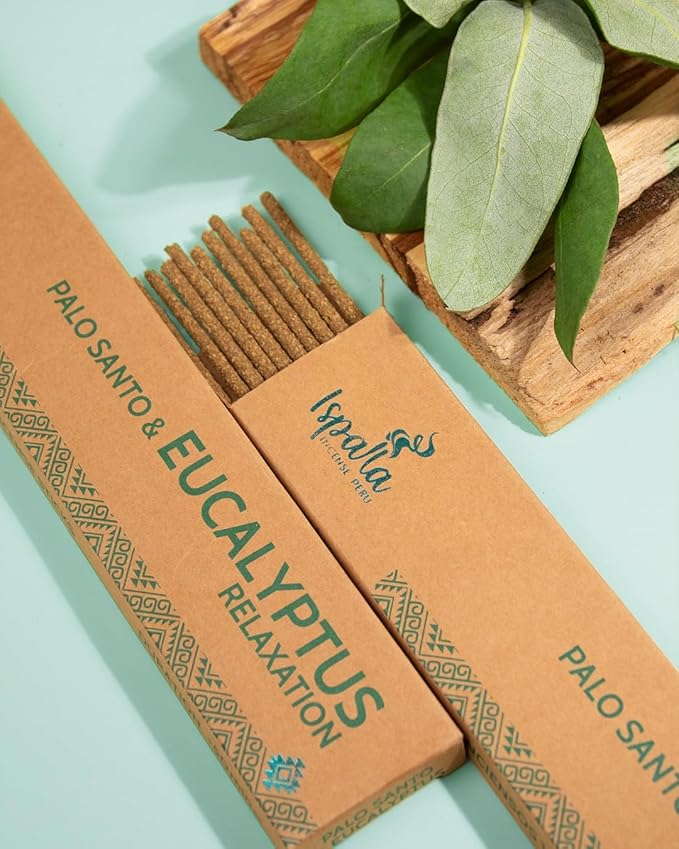 ISPALLA® kadzidełka Palo Santo EUKALYPTUS 10 sztuk - do relaksu i równowagi emocjonalnej, ręcznie wykonane w Peru / 100% naturalne i wegańskie - obrazek 3