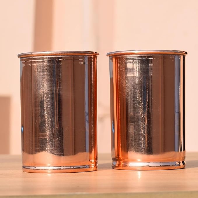 Miedziane kubki do picia - Ayurvedic Health Pure Tumblers - zestaw 2 szt. - szklanka podróżna 300 ml - obrazek 2