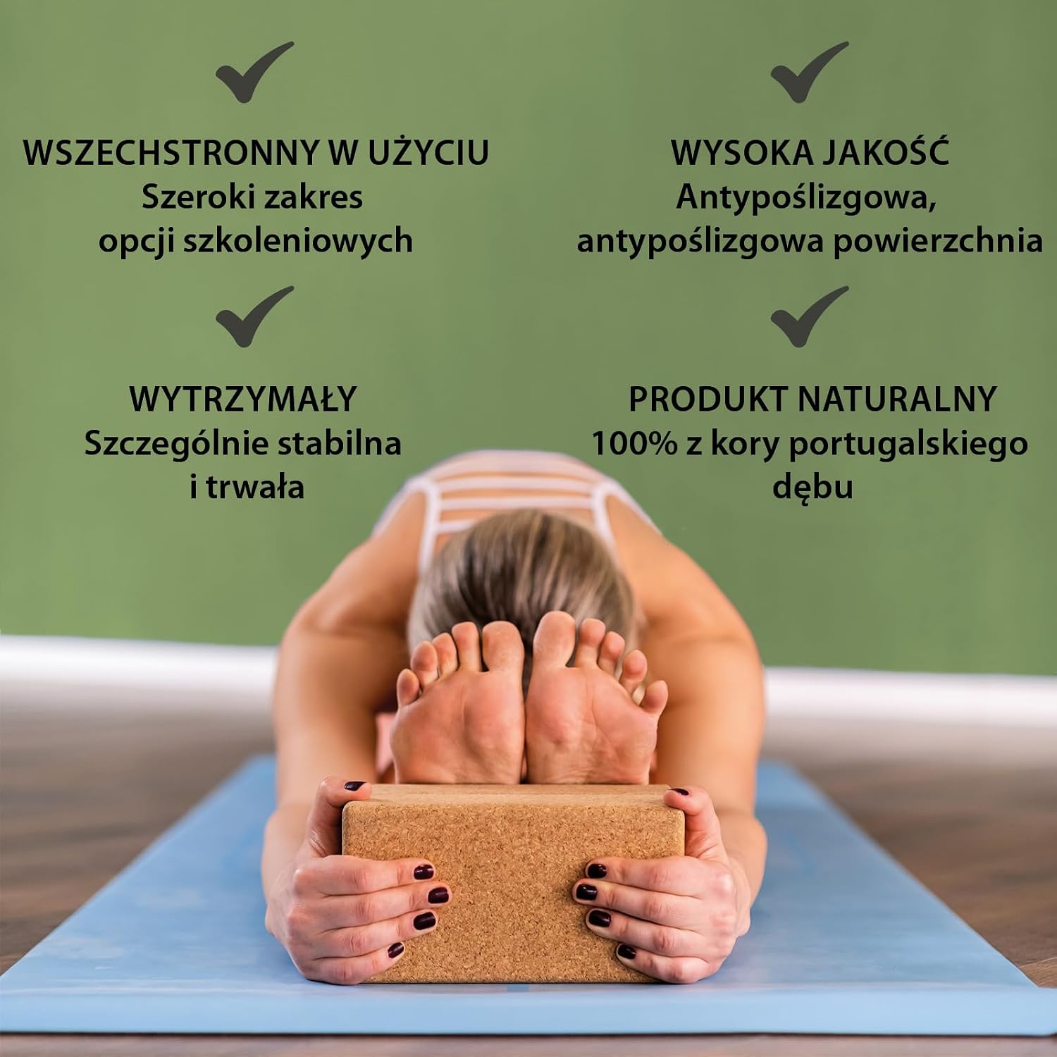 ALPIDEX Blok do jogi z korka naturalnego 1 sztuka lub zestaw 2 klocków ekologiczny i długotrwały korek z Portugalii - obrazek 6