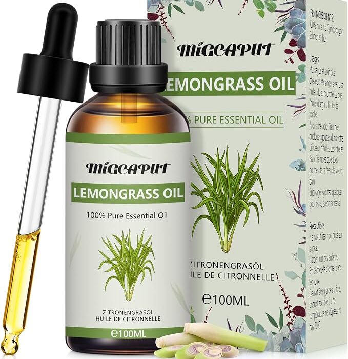 MIGCAPUT Olejek Eteryczny z Trawy Cytrynowej 100ML, 100% Naturalne Olejki Eteryczne do Aromaterapii, Olejek z Trawy Cytrynowej Klasy Terapeutycznej do Dyfuzora Nawilżacza, SPA, Masażu