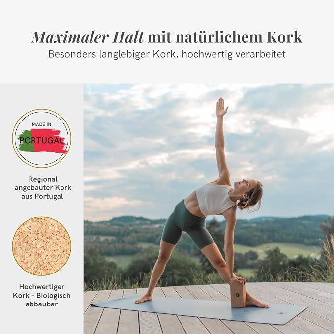 Lotuscrafts Supra Grip Cork Yoga Brick - Ekologiczny Korek z Portugalii - Blok do Jogi - Klocki do Jogi - Cegła z Korka - obrazek 3