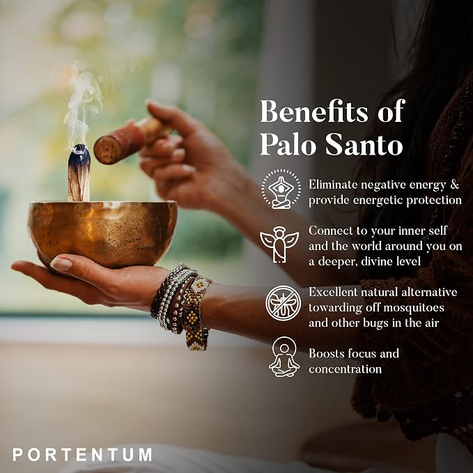 PORTENTUM Naturalne kadzidło Palo Santo - 100 g. Pochodzenie Peru - święte drewno do palenia, autentyczne Palosanto, kadzidło Palo Santo w opakowaniu premium - obrazek 4